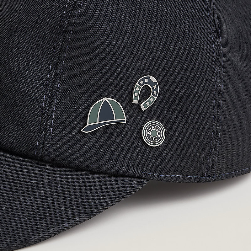 帽子 HERMES MILES CAP 60 NAVY Hermes Navy Blue Miles H Circle Cotton Baseball Cap Hermes